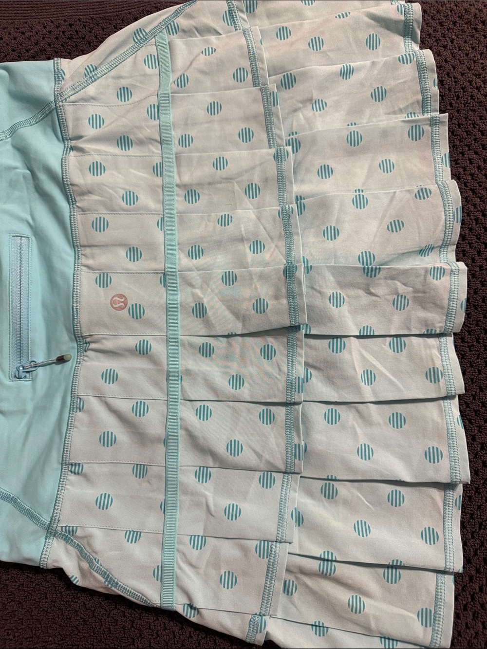 lululemon athletica White Mini Skirt with Light Blue Dot Print - Picture 3 of 4